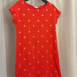 Boden Red dress with Gold Floral Details